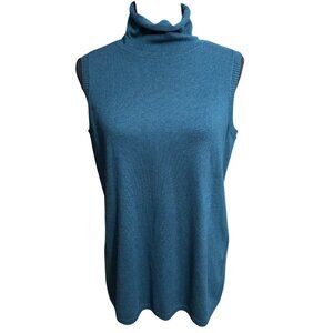Chico's Zenergy Turtleneck Tank Size 1 M NWT Teal Cotton Cashmere Blend Sweater